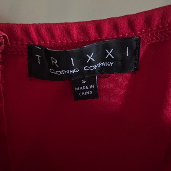Trixxi Red Spaghetti Strap Sleeveless Dress. Cross Sweetheart Neckline Size S. - Picture 11 of 13